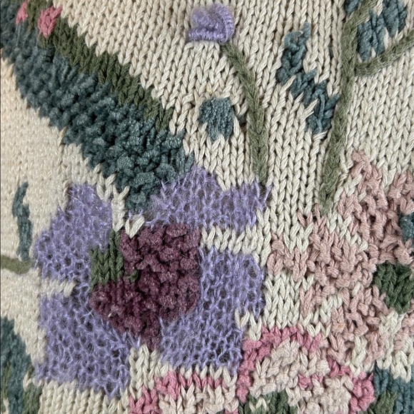 Vintage Whimsical cottagecore floral hand knit mock neck sweater S whimsical - Picture 6 of 10